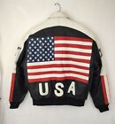 Vintage 80's Phase 2 USA Patriotic Leather Motorcycle Jacket Coat Size M