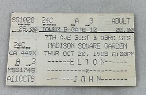 1988 10/20 ELTON JOHN Concert Ticket-Madison Square Garden