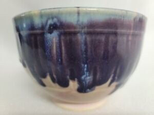 Handmade Pottery Glazed Hand Thrown Vase Bowl  Signed  Retro Vintage Style
