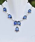 Blue Tanzanite 925 Sterling Silver Gemstone Handmade Jewelry Necklace Size-17-18