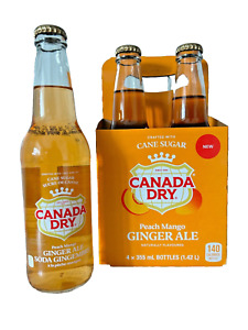 4 Bottles of Canada Dry Peach Mango Ginger Ale Soft Drink, 355ml Each Bottle