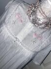Vintage Character Nightgown White Lace Cottage Core Prairie Gown Embroidered L
