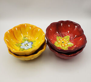 Gates Ware by LAURIE GATES Beautiful Hand Painted Dessert Cereal 4 Bowls 5.5