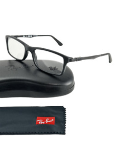 Ray Ban NEW Matte Black Rectangle Fashion Frames 54-17-145 Eyeglasses RX7017