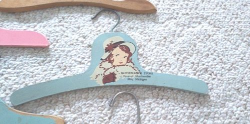 22 Vintage Childs Clothes Hanger Lot Girls Face Advertising Blue Birds & More