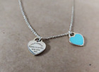 Please Return to Tiffany & Co. Sterling Turquoise Double Heart Necklace *READ*