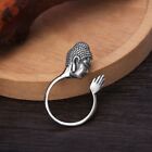 Real 925 Sterling Silver Band Men Women Lucky Bless Buddha Open Ring