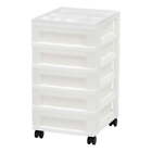 IRIS USA, 5-Drawer Narrow Plastic Storage Drawer Cart with Organizer Top, White