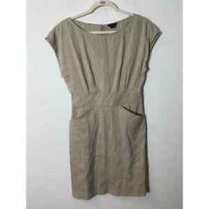 Theory Tan Linen Blend Front Pocket Dress Sz 6