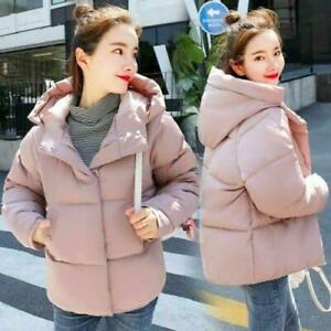 2021 Womens Winter Warm Cotton Liner Korean Down Outwear Zipper Jacket Hooded H