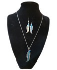 Opal Feather Necklace / Earring Set by Montana Silversmith