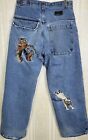 Paco Sport Baggie Jeans Mens 29W x 29L Embroidered Chained Dogs Y2K Skater READ