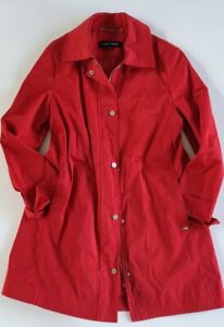 Ellen Tracy Tan Red Hooded Spring Trench RAINCOAT Jacket Size M