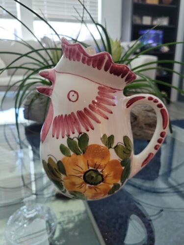 New ListingBassano Italy Rooster Pitcher Italian Pottery Hand Painted Venice Creamer Cafe
