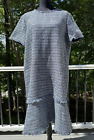Lafayette 148 Women's Size XL Tweed Short Sleeve Frayed Trim Dress Blue