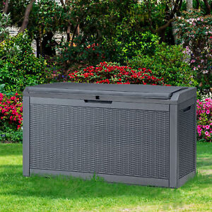 100 Gallon Outdoor Storage Box resin Garden Cushion Organizer Patio Deck Cabinet