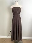 Theory Womens Small Brown Strapless Tiered Maxi Dress Sleeveless Cotton