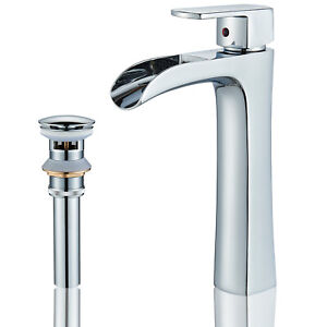 Waterfall Vessel Bathroom Faucet Single Handle Bath Basin Vanity Sink Mixer Tap