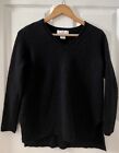 Magaschoni Womens Black Long Sleeve V Neck 100% Cashmere Sweater Sz M