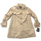 London Fog  women's Toffee Beige trench Coat - Large - with removable hood