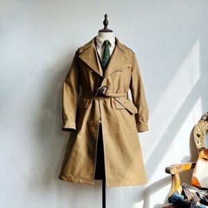 Men Retro Military Dispatch Rider Belted Trench Coat Urban Outdoor Vintage Style
