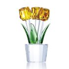 Tulips Glass Flowers Figurines Crystal Decor Collectible Crystal Yellow Flowe...