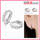 Elegant 925 Sterling Silver CZ Cubic Huggie Hoop Small Earrings Men Women Gift