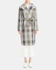 NEW  Theory Womens Silk-Cotton Check Military Trench Coat Jacket Size Small $855