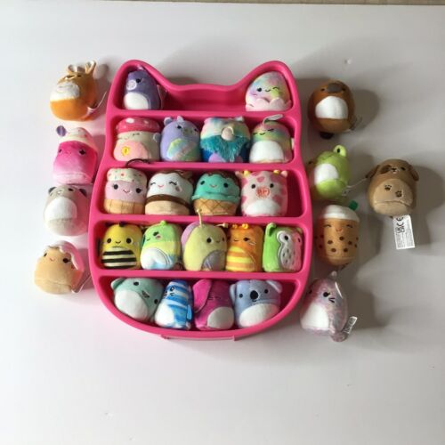 Squishmallows Squishville Lot of 28 With Pink Display Case Plush Stuffed Animal