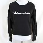 Champion Sweatshirt Womens S Black White Cropped Crewneck Pullover Cotton Blend