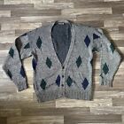 Vintage Bay Trading Knit Cardigan Sweater Men’s XL Acrylic Argyle Hipster 90s