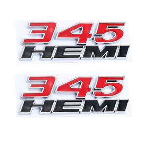 2PCS Black Red 345 HEMI For Dodge Ram Cherokee 3D Badge Emblem Nameplate