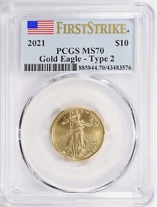 2021 1/4 oz American Gold Eagle MS-70 PCGS (FirstStrike®, Type 2)