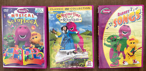 3 barney dvd Lot Musical Scrapbook, Rhyme Time Rhythm, Barney Songs Excellent
