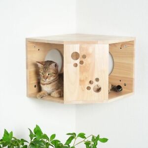 Cat Wall Shelves, Large Cat Perch, Cat Wall Mounted | RubberWood Cat Furniture
