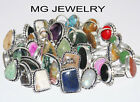 Bulk Sale ! 250 Pcs Mix Adjustable Rings Lot Gemstone 925 Sterling Silver Plated