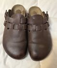Birkenstock Boston Mocha Brown Suede Leather Soft Footbed Clogs Shoes 38M Ladies