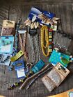 Lot Of BEADS Chains Bags Jewelry Making Supplies Gems Mixed Glassl Metal NEW