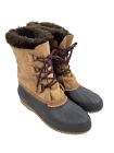 Vintage Sorel Badger Womens Snow Boots Size 9 Faux Fur Lined Lace Up Leather