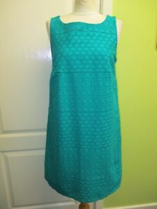 SIZE 12 WOMENS COTTON SUMMER DRESS IN GREEN - BRODERIE ANGLAISE - LINED - PAPAYA
