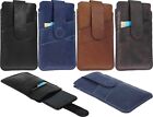 HAND SEWN POUCH GENUINE LEATHER MAGNETIC STRAP CARD POCKET CASE COVER FOR PHONES