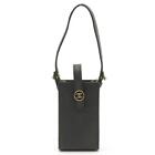 Auth CHANEL Cigarette case black Caviar skin Pouch with key ring shoulder
