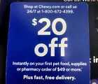 CHEWY.COM coupon code: $20 OFF FIRST ORDER OF $49 OR MORE (expires: 7/31/2024)