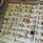 10-50pcs Wholesale Jewellery Lots Mixed Rhinestone Pearl Rings Gold Filled Rings