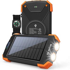 (Open Box)BLAVOR  W05 Solar Power Bank, Qi Portable Charger 10,000mAh