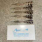 Lot of 5 Wooden Turkey Feather Darts with Metal Tip Box