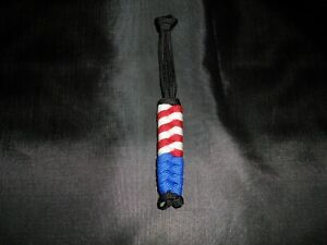 American Flag Colors Paracord Keychain Zipper Pull Red White Blue Black 4.75