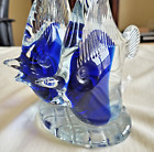 Pair of Swimming Angel Fish Glass Art Sculpture 6 inch