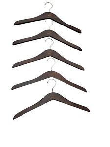 Nike Logo Branded Wooden Clothing Hangers  Lot Of 5 Brown Non Slip Shoulder