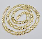 7mm Solid 14k Yellow Gold Figaro chain Necklace 24 Inch Men's STRONG REAL 14kt